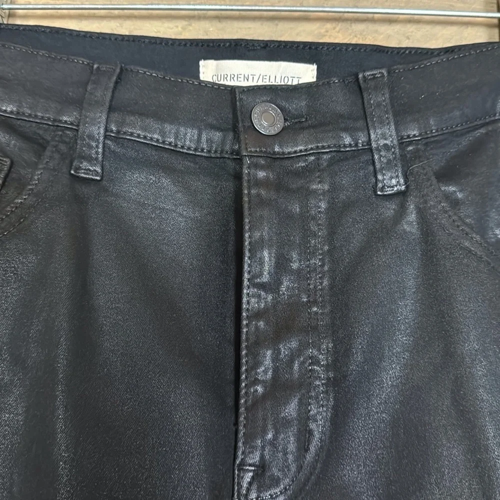 Current/Elliott Boulevard Bootcut coated denim jeans / pants Size 30 Black